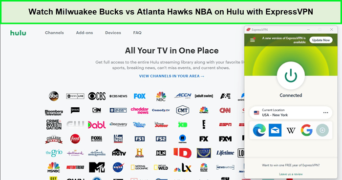  ExpressVPN débloque Hulu pour le match Milwaukee Bucks vs Atlanta Hawks NBA. in - France 
