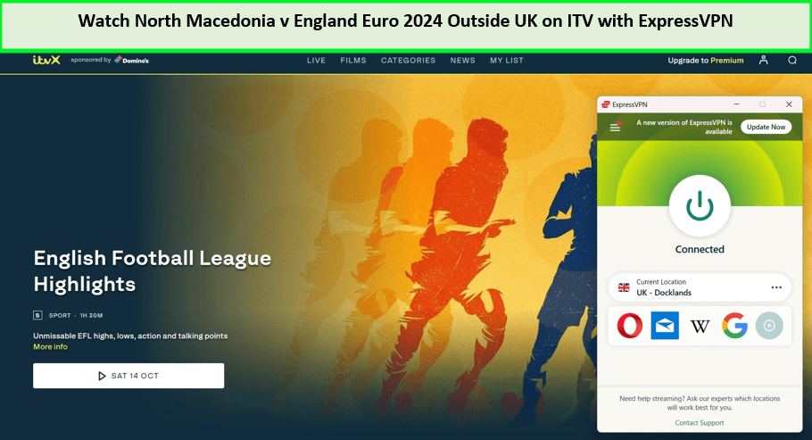  ExpressVPN bypassa gli errori di geolocalizzazione in modo da poter guardare North Macedonia v Inghilterra Euro 2024 - Su ITV 